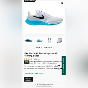 Nike Mens Air Zoom Pegasus 37 DD9660-001 Gray Running Shoes